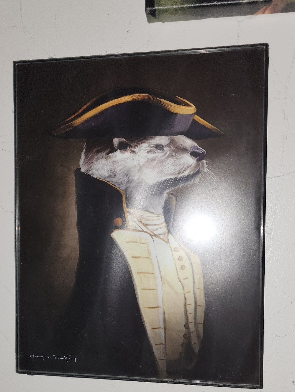 Otter in Naval Uniform Wall Art - Black & Cream